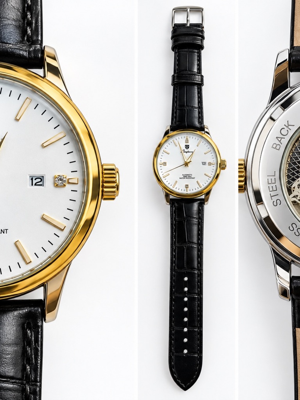 Classic Men's Gold & Black Dress Watch - Unbranded